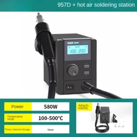 957dw Display Adjustable Heat Gun with Spiral Air 580w Rework Station
