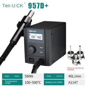 957DW+ LED Adjustable Hot Air Heat Gun with Helical Wind 580W SMD Rework Station