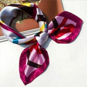 1x Women Square Silk Feel Satin Scarf Small Vintage Head Neck Hair Tie Bands