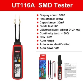 UNI-T SMD Tester Resistance Rotable LED Diode Resistor Tweezer LED Multimeter AU