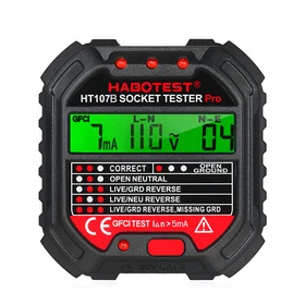 90-250V HABOTEST RCD/GFCI Outlet Tester Socket Tester With Voltage Display Y0E4