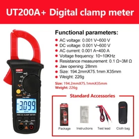 UNI-T True RMS Digital Clamp Multimeter Tester Auto AC DC Volt Ohm Meter Backlit