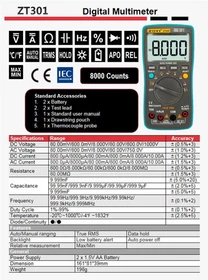 ZOYI ZT302 ZT303 Digital Multimeter 8000 19999 Counts True RMS Multifunction AC/