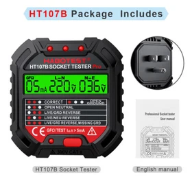 HABOTEST HT107 Outlet Tester w/GFCI Test 110V US Electric Wall Plug Socket