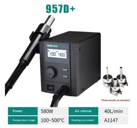 957DW+ Hot Air Gun Adjustable Temp Desoldering Station for Cell Phone Repair