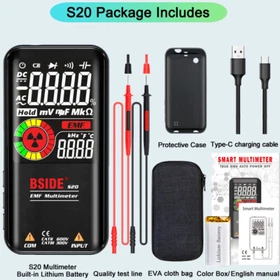 BSIDE Professional Voltmeter Ohm Capacitor Digital Tester DC AC USB Charging