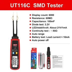 UNI-T SMD Tester Resistance Rotable LED Diode Resistor Tweezer LED Multimeter AU