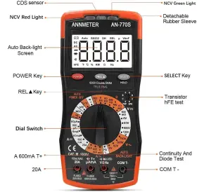 AN-770S AIOMEST Annmeter Digital Multimeter Auto Trms Ac Oh #2