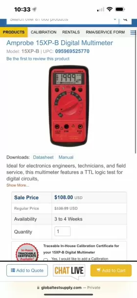 15XP-B AMPROBE Digital Multimeter Ac Volts #2