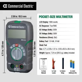 DMM-8132 COMMERCIAL ELECTRIC Pocket Digital Meter #3