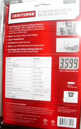 82007 CRAFTSMAN Nos Function Digital Multimeter Voltage #2