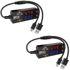 FBA200603 DROK Usb Tester Multimeter Dual Ports Qc Led