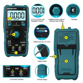 DM20 HANMATEK Auto Digital Multimeter Voltmeter Trms Smart #3