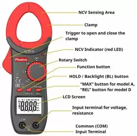 897127010045 PLUSIVO Digital Clamp Meter Ncv Voltohm Tester #2