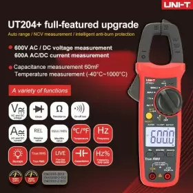 935750520420 UNIT Digital Clamp Meter Ac Multimeter Cap Ncv #2