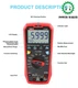 UNI-T UT61D+ True RMS Digital Multimeter DC AC LoZ ACV Peak Hold Temp Tester