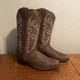 Nocona Women&rsquo;s Burnished Bluebonnet Brown Leather Square Toe Cowboy Boots Sz 8B