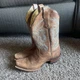 Womens Size 8 B  NOCONA Cowgirl Boots Bluebonnet Tan Leather Square Toe NL-5009