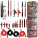 MAKEITPRO 28PCS Multimeter Test Leads Kit with 6 Pockets Roll Up Tool red 
