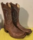 Nocona Boot Women Size 10 B Brown Leather Western Cowboy Pull On Square Toe 5009