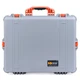 Silver & Orange Pelican 1600 case. Comes with foam.